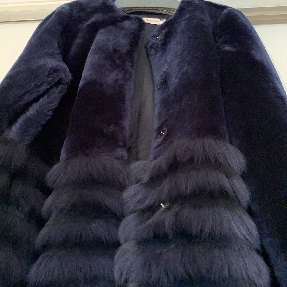 Full Length• Royal Blue•Lamb and Rabbit Fur Coat• Tory Burch - Picture 12 of 13